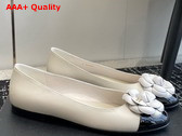 Chanel Ballet Flats with Flower in White Lambskin Replica