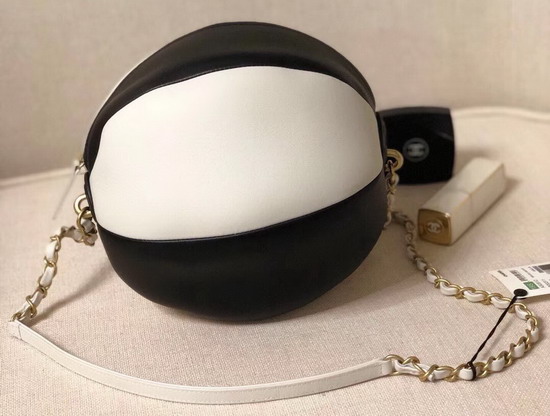 Chanel Beach Ball Handbag White and Black Calfskin AS0512