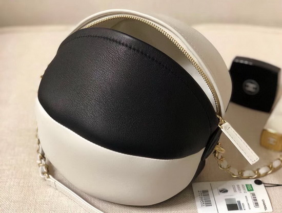 Chanel Beach Ball Handbag White and Black Calfskin AS0512