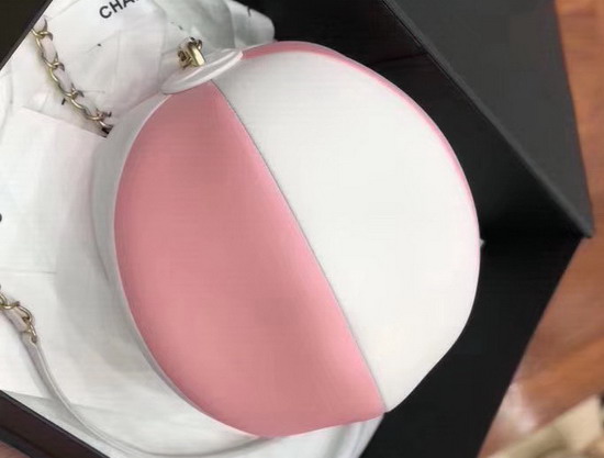 Chanel Beach Ball Handbag White and Pink Calfskin AS0512