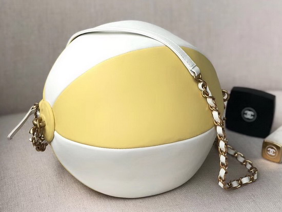 Chanel Beach Ball Handbag White and Yellow Calfskin AS0512