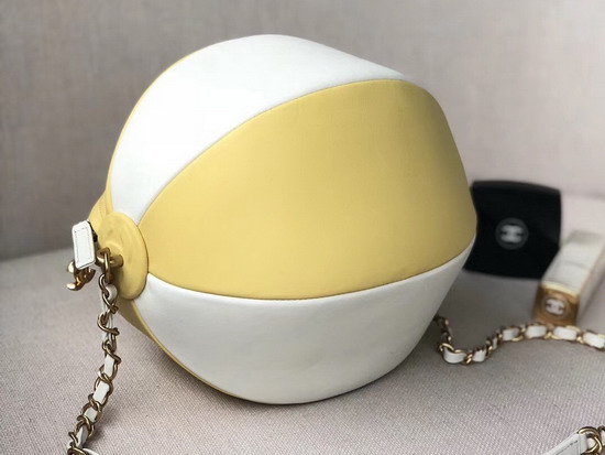 Chanel Beach Ball Handbag White and Yellow Calfskin AS0512