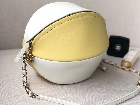 Chanel Beach Ball Handbag White and Yellow Calfskin AS0512