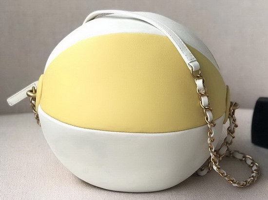 Chanel Beach Ball Handbag White and Yellow Calfskin AS0512