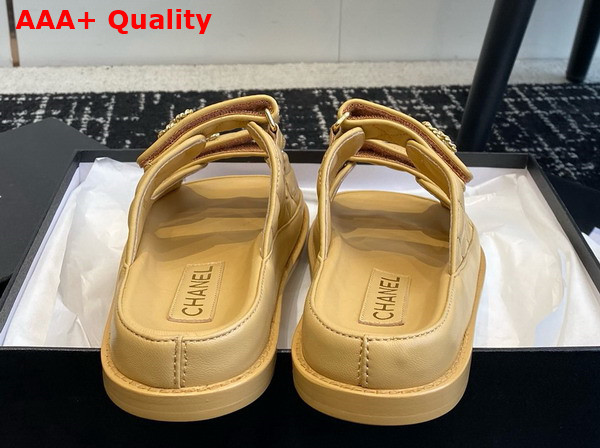 Chanel Beach Mules in Beige Quilted Lambskin Replica