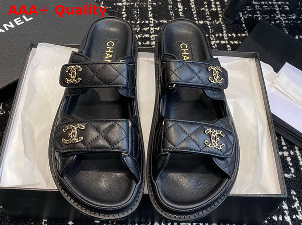 Chanel Beach Mules in Black Quilted Lambskin Replica