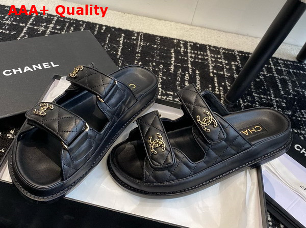 Chanel Beach Mules in Black Quilted Lambskin Replica