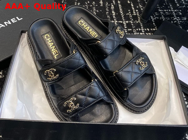 Chanel Beach Mules in Black Quilted Lambskin Replica