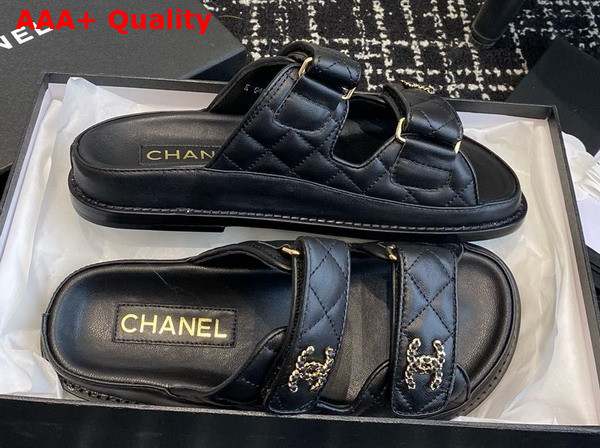 Chanel Beach Mules in Black Quilted Lambskin Replica