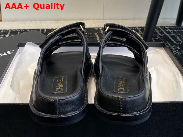 Chanel Beach Mules in Black Quilted Lambskin Replica