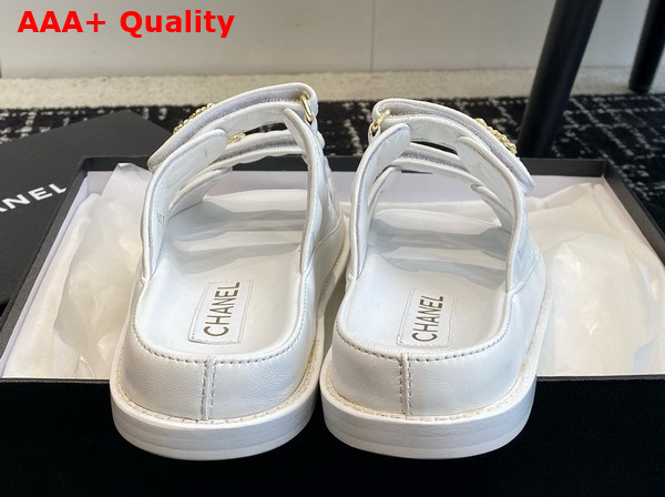 Chanel Beach Mules in White Quilted Lambskin Replica