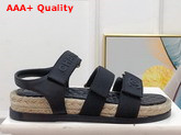 Chanel Beach Sandal Black Calfskin and Canvas Replica