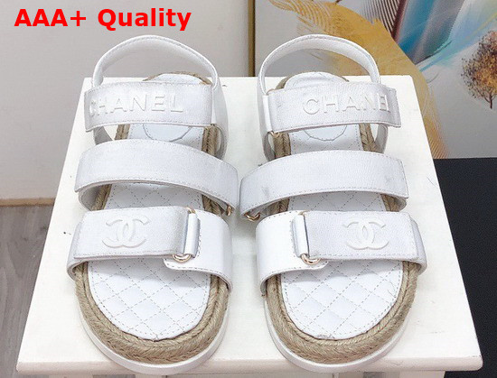 Chanel Beach Sandal White Calfskin and Canvas Replica