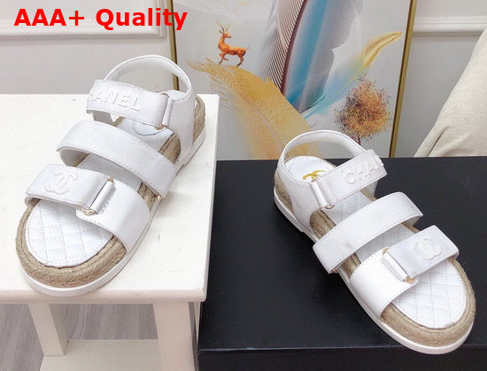 Chanel Beach Sandal White Calfskin and Canvas Replica