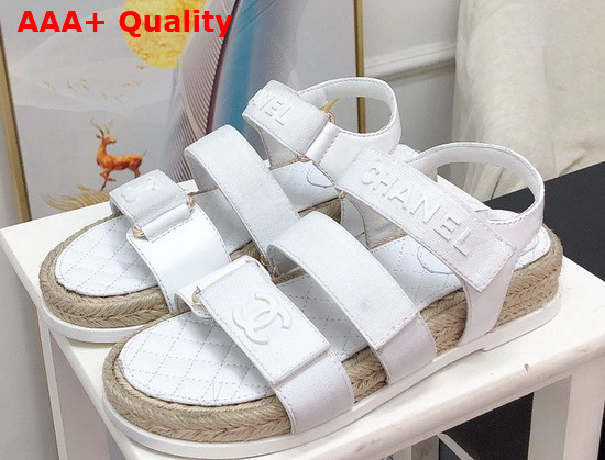 Chanel Beach Sandal White Calfskin and Canvas Replica