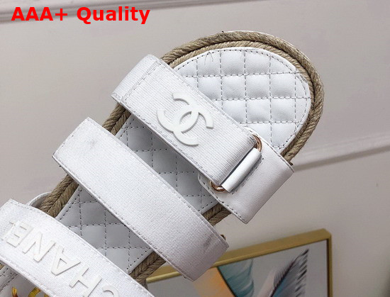 Chanel Beach Sandal White Calfskin and Canvas Replica