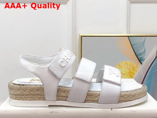 Chanel Beach Sandal White Calfskin and Canvas Replica