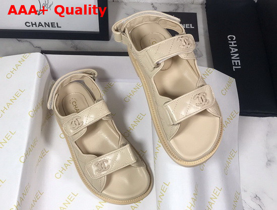 Chanel Beach Sandal in Beige Lambskin Replica