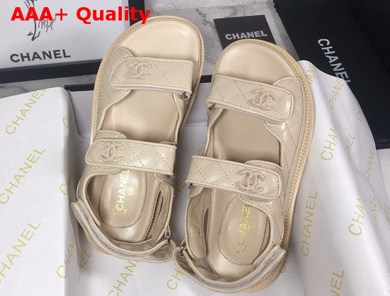 Chanel Beach Sandal in Beige Lambskin Replica