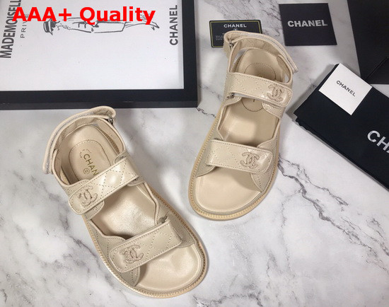 Chanel Beach Sandal in Beige Lambskin Replica