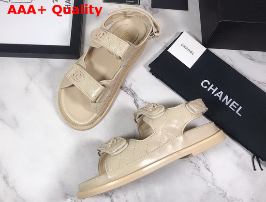 Chanel Beach Sandal in Beige Lambskin Replica