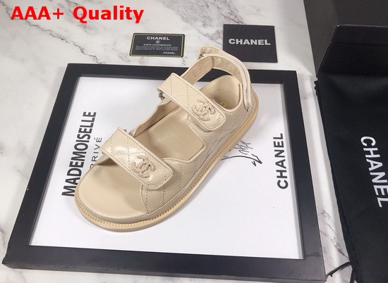 Chanel Beach Sandal in Beige Lambskin Replica