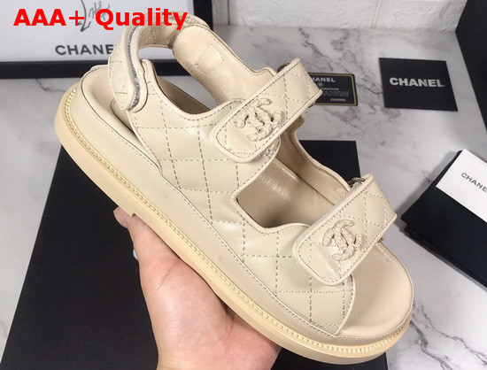 Chanel Beach Sandal in Beige Lambskin Replica