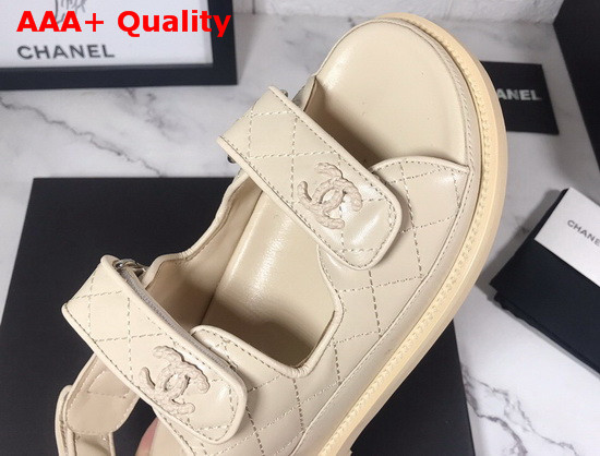 Chanel Beach Sandal in Beige Lambskin Replica