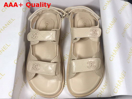 Chanel Beach Sandal in Beige Lambskin Replica