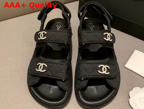 Chanel Beach Sandal in Black Denim Replica