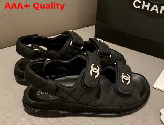 Chanel Beach Sandal in Black Denim Replica