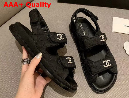 Chanel Beach Sandal in Black Denim Replica