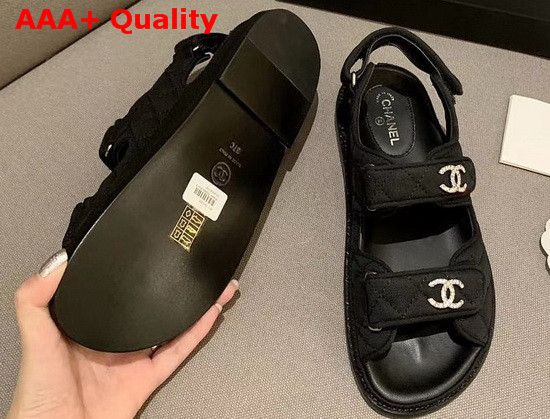 Chanel Beach Sandal in Black Denim Replica