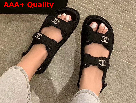 Chanel Beach Sandal in Black Denim Replica