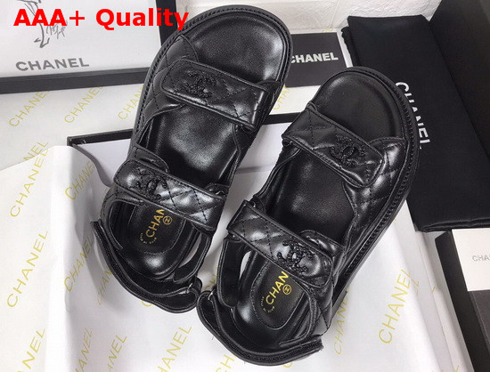 Chanel Beach Sandal in Black Lambskin Replica