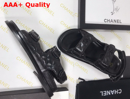 Chanel Beach Sandal in Black Lambskin Replica