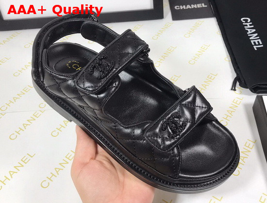 Chanel Beach Sandal in Black Lambskin Replica