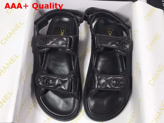 Chanel Beach Sandal in Black Lambskin Replica