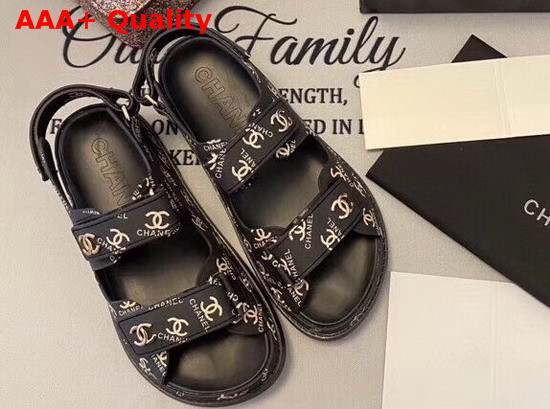 Chanel Beach Sandal in Black Printed Tpu Replica