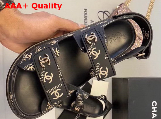 Chanel Beach Sandal in Black Printed Tpu Replica