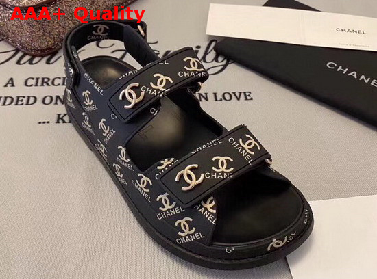 Chanel Beach Sandal in Black Printed Tpu Replica