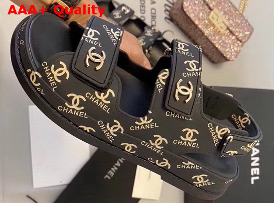 Chanel Beach Sandal in Black Printed Tpu Replica