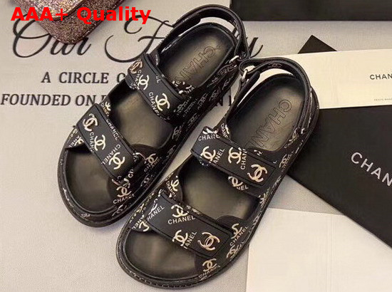 Chanel Beach Sandal in Black Printed Tpu Replica