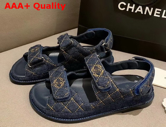 Chanel Beach Sandal in Blue Denim Replica