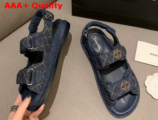 Chanel Beach Sandal in Blue Denim Replica