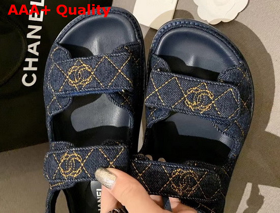 Chanel Beach Sandal in Blue Denim Replica