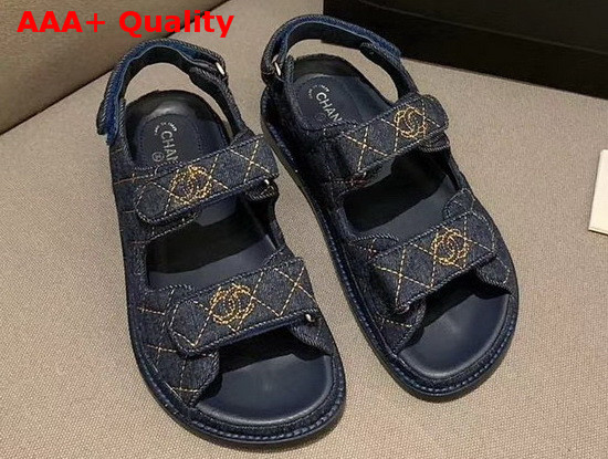 Chanel Beach Sandal in Blue Denim Replica