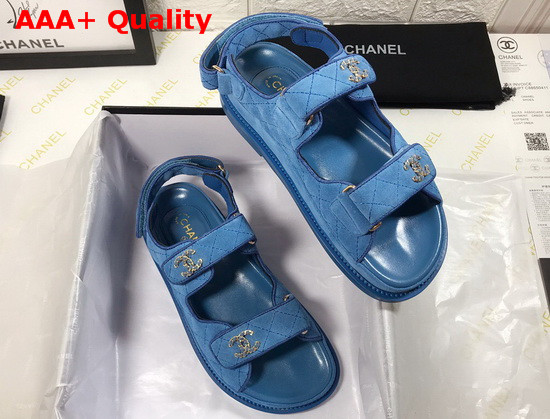 Chanel Beach Sandal in Blue Suede Leather Replica