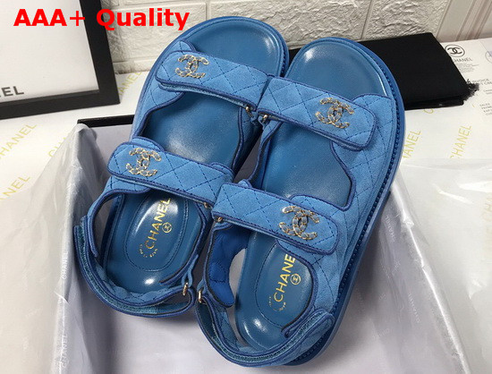 Chanel Beach Sandal in Blue Suede Leather Replica