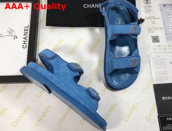 Chanel Beach Sandal in Blue Suede Leather Replica